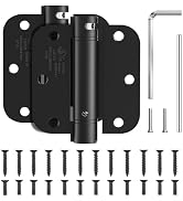 JIW Self Closing Door Hinges 3.5 Inch Matte Black Spring Hinge with 5/8'' Radius Corners, Adjusta...