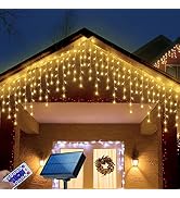 Janchs 304 LED Solar Christmas Icicle Lights Outdoor Decorations, 8 Modes Waterproof Icicle Fairy...