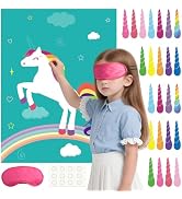 PLULON Pin The Horn On The Unicorn for Kids Birthday Party Game, Unicorn Party Supplies Favors Gi...