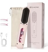 ZM ZHEMEI Cordless Hair Straightener Brush, Portable Hair Straightener with Cooling Mode, Negativ...