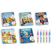 FIESTA CART Water Coloring Book Set of 5 for Kids – Magic Reusable Water Reveal Activity Books wi...