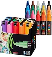posca Acrylic Paint Markers, 8K Broad Bold Thick Chisel Tips, Artist Recommended Pens for Colorin...