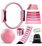 KANGFITER Pilates Equipment Kit for Home Workout, Pilates Ring and Ball Set with Adjustable Ankle...