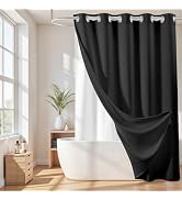 River Dream No Hook Cotton Blend Shower Curtain with Snap in Liner, Hotel Grade Shower Curtains f...
