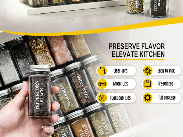 spice jars with labels
