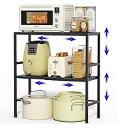 Expandable Metal Storage Shelves, 300 LBS Heavy Duty Metal Shelving Unit Rack For Pots And Pans A...