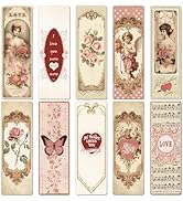 Vintage Valentine's Day Bookmarks Gifts - Wxiben 100 Pcs Retro Love Hearts Bookmark Paper Romance...