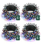 Battery Operated Christmas Lights - 4 Pack Total 66ft 200 LED Battery String Lights 8 Modes Water...