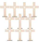 DOITOOL Decorative Wooden Cross Figurine 6.6 Inch Cross Decor for Home Office Study Tabletop Craf...