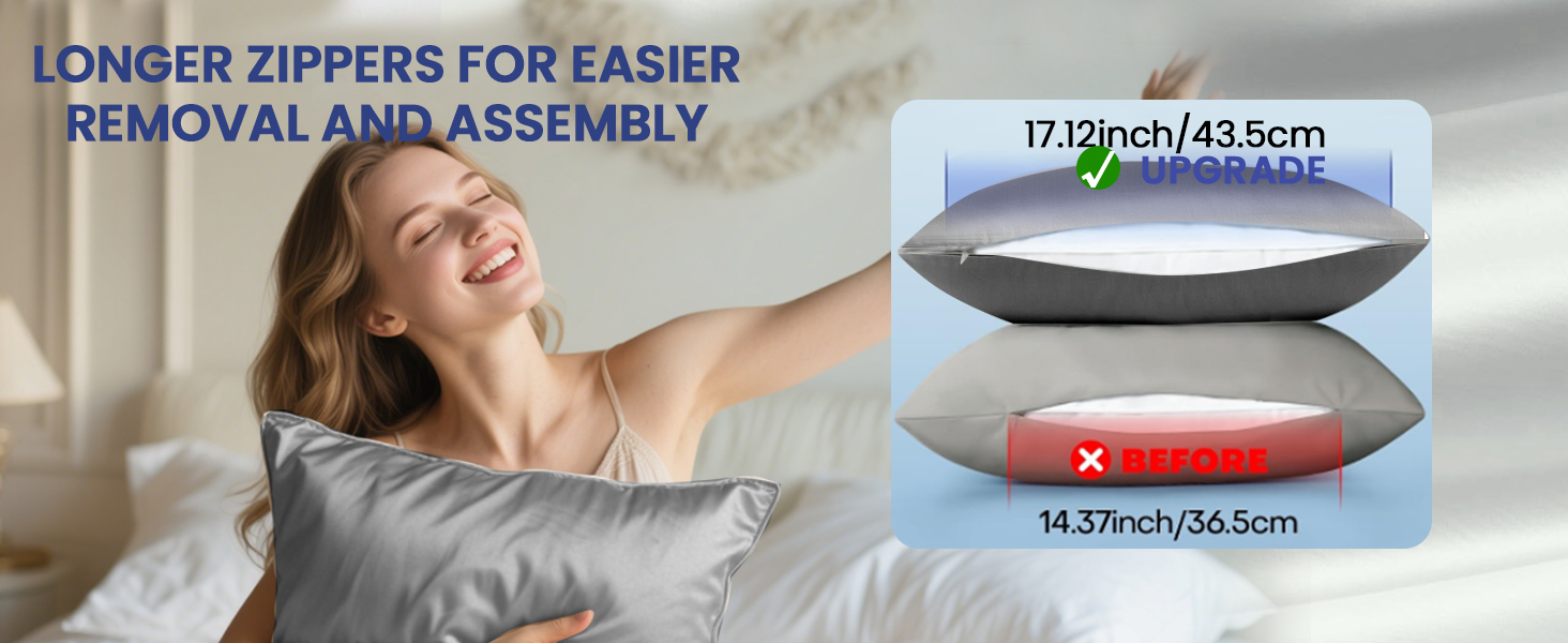 satin pillowcase with zipper