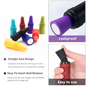 Wine stoppers for wine bottles,Colorful Silicone + Stainless Steel Wine Stopper