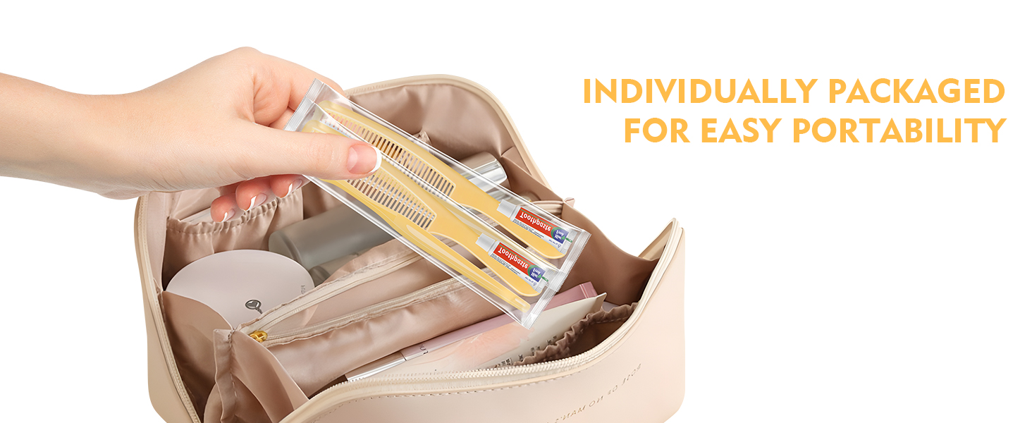 Yellow Disposable Toothbrushes Bulk with Toothpaste and Comb
