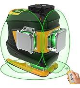 Laser Level 360 Self Leveling, DEGLASERS 3x360° 3D Green Cross Line Laser Level Tool with 4 Adjus...