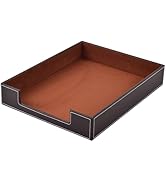 Leather Letter Tray, Office Supplies Desk Organizer for Mail Paper Files Magazines Jewelry Cosmet...