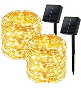 Extra-Long Outdoor Solar String Lights, 2 Pack Each 72 Ft 200 Led Solar Fairy Lights with 8 Light...