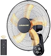 VAGKRI Wall Mount Fan, 16 Inch Wall Fans with 5 Blades, 5 Speeds, 8 Hour Timer, 90° Oscillating Q...