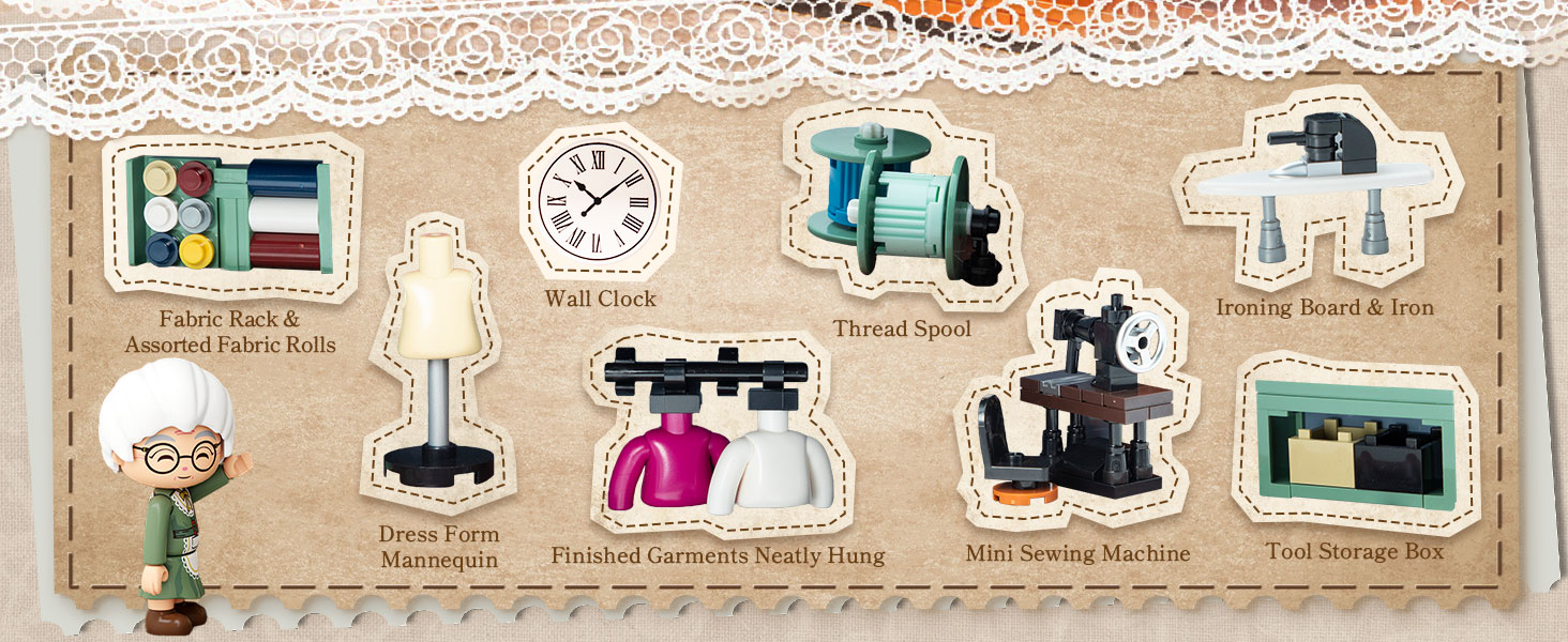 Vintage Hand Crank Sewing Building set