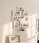 Interior room scene showing wall-mounted organizational storage with various items and accessories arranged on a light-colored wall.