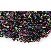 SUTOUG 1000PCS Letter Beads for Threading, 4 x 7 MM Acrylic Round Alphabet Beads for Jewellery DI...
