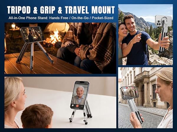 vlogging tripod phone hand grip tiktok recording mount facetime phone stand mobile content creator