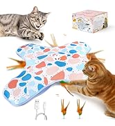 PETSWEET Interactive Cat Toys, Hide and Seek Cat Toy, 2 in 1 Automatic Moving Concealed Feathers ...