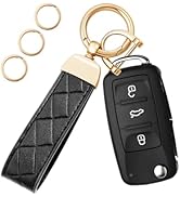 OHKYOOT Leather Car Keychain,Carabiner Clip Key Fob Keychain for Home Car Keys Women Men