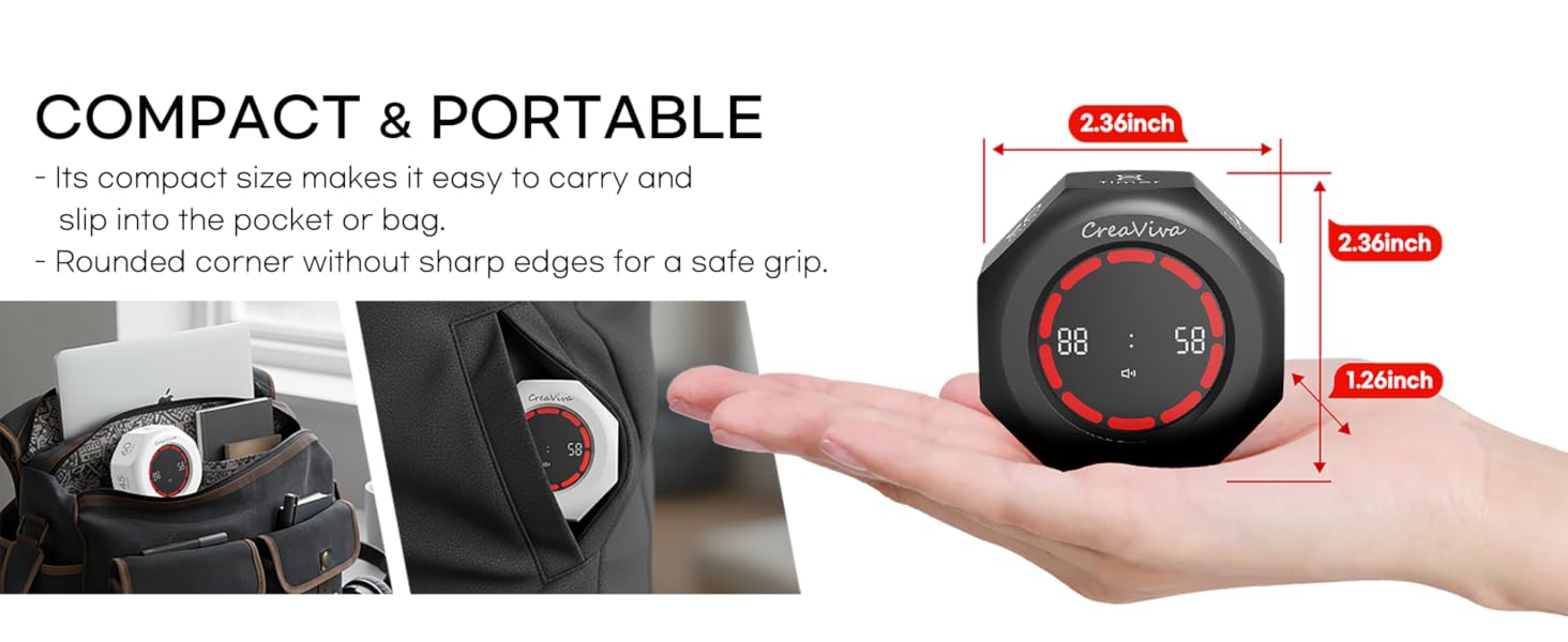 Creaviva digital visual timer with compact and portable design