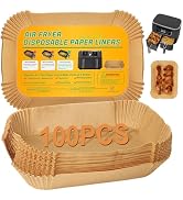 BYKITCHEN Air Fryer Disposable Paper Liners for Ninja Dual Airfryer, 100PCS Rectangle Air Fryer P...