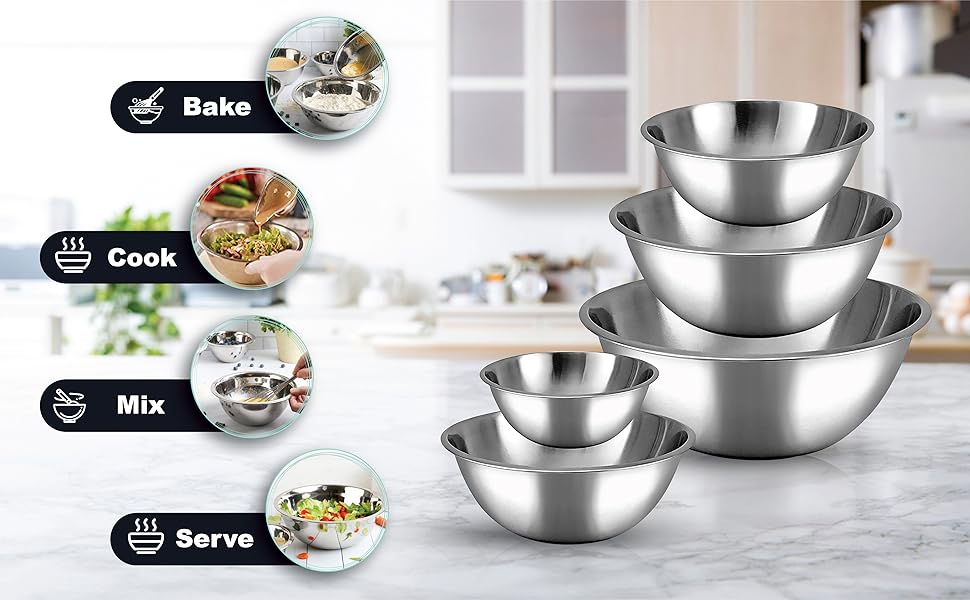 mixing bowls set - bake - cook - mix - serve