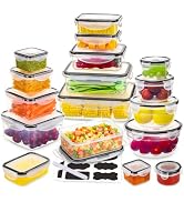 34 PCS Food Storage Containers Set with Airtight Lids (17 Lids &17 Containers) - BPA-Free Plastic...