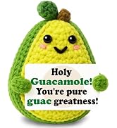 Positive Crochet Avocado, Emotional Inspirational Support Crochet, Mini Handmade Encouragement Cr...