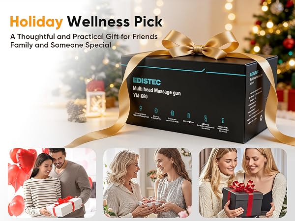 EDISTEC Multi Head Massage Gun, Holiday Wellness Gift for Family