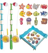 Montessori Toddler Fishing Game - Kids Wooden Magnetic Fishing Toys for 3 Years Old Girls Boys, F...