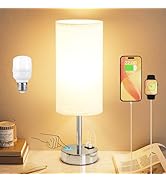 Dicoool Touch Table Lamp for Bedroom Nightstand - Bedside Lamp with USB-C USB-A Charging Ports Wh...