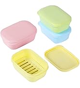 Quatish Soap Holder 4 Pack, Travel Soap Container with Lid, Portable Bar Soap Case, Leakproof Soa...