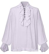 GRACEART Men Pirate Shirt Women Vampire Renaissance Shirts Victorian Ruffled Medieval Costume Cot...