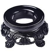 ZGLUZP Black Wooden Display Stand for Crystal Sphere Quartz Ball Holder Hollow Wood Stand Base fo...