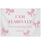Sahjzk I Am Fearfully and Wonderfully Made Banner Christian Nursery Linen Scripture Hanging, for ...