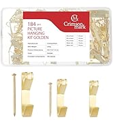 CrimsonMark 184 Picture Hanging Kit & Wall Hooks, 20 lb, 30 lb, 50 lb Capacity – Durable Iron Han...