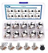 Taiss 20PCS Potentiometer Kit with Knobs B1K 2K 5K 10K 20K 50K 100K 250K 500K 1M Ohm potentiomete...