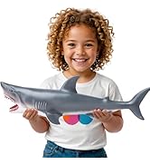 Realistic Giant Great Withe Shark Toy(15-16 Inch) with Booklet, Soft Plastic Figurines, Party Dec...
