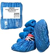 GSD Brand 100 Pack Extra Large Blue Disposable Non-Slip Boot & Shoe Covers. Waterproof Indoor Use...