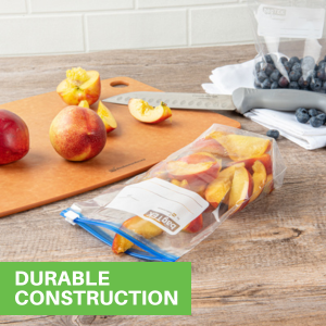 These food storage freezer bags are durable for storing heavy food items without breaking.