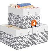 StorageTastic Storage Bins, 3-Pack Large Storage Box with Rope Handles, Collapsible Storage Baske...