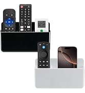 2Pcs Remote Control Holder Wall Mount, TV Remote Caddy Box Hollow Bottom Slot Easy Phone Charging...