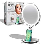 Sharper Image SpaStudio Vanity 8-inch Mirror with Built-in Qi Wireless Phone Charger, 5X and 10X ...