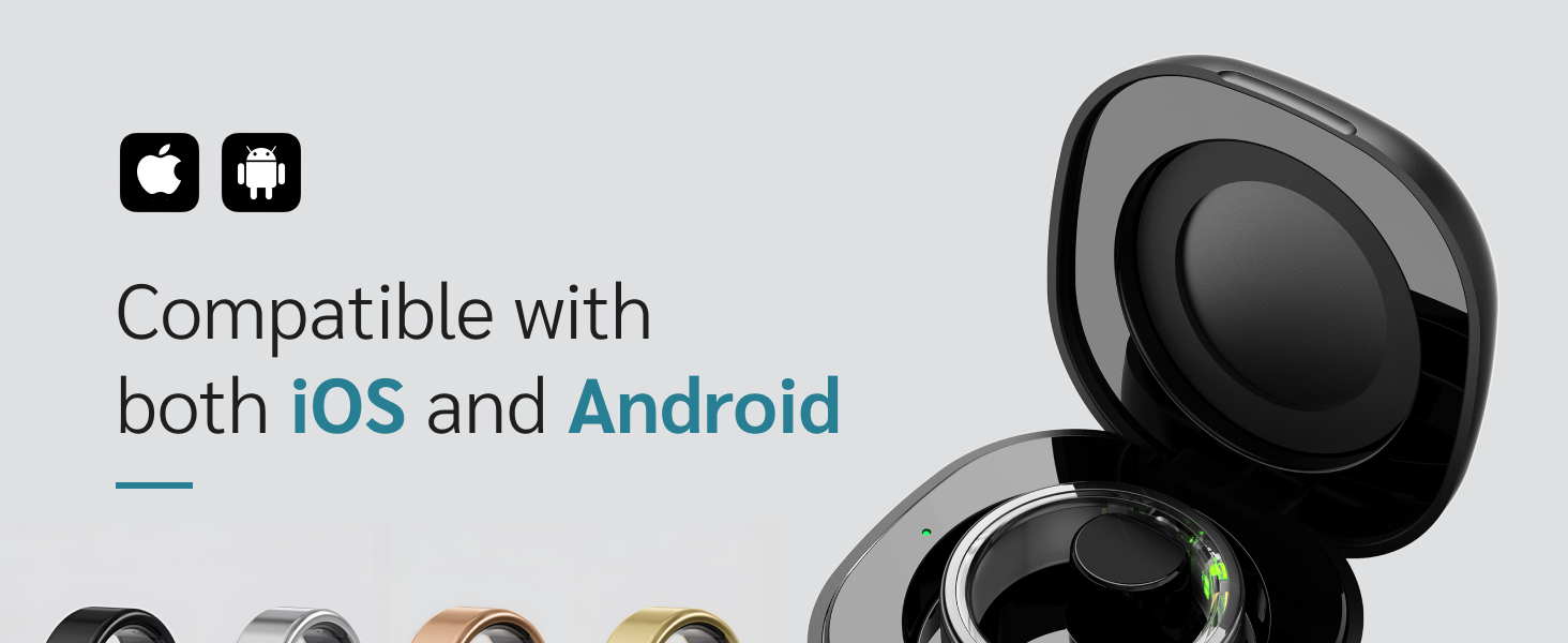 ios and android compatible smart ring for fitness tracking