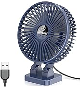 JZCreater USB Desk Fan, 3 Speeds Desktop Table Cooling Fan in Single Button , Head Rotation Stron...