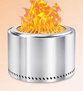HGD 28 Inch Smokeless Firepit, Stainless Steel Fire Pit, Wood Burning Firepit for Patio Garden Pi...