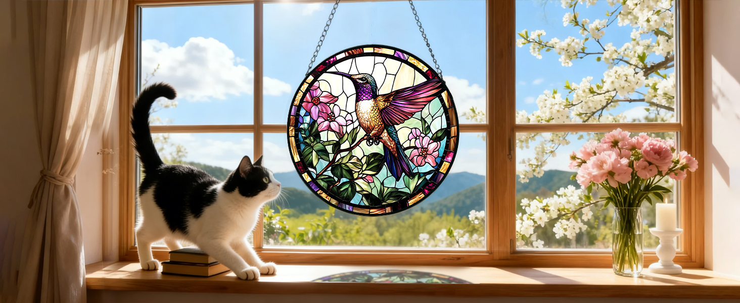 stained glass window hanging